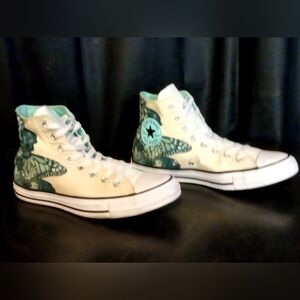 Converse Unisex Chuck Taylor All Star Hi Top Womens 9 Turquoise Butterfly Print